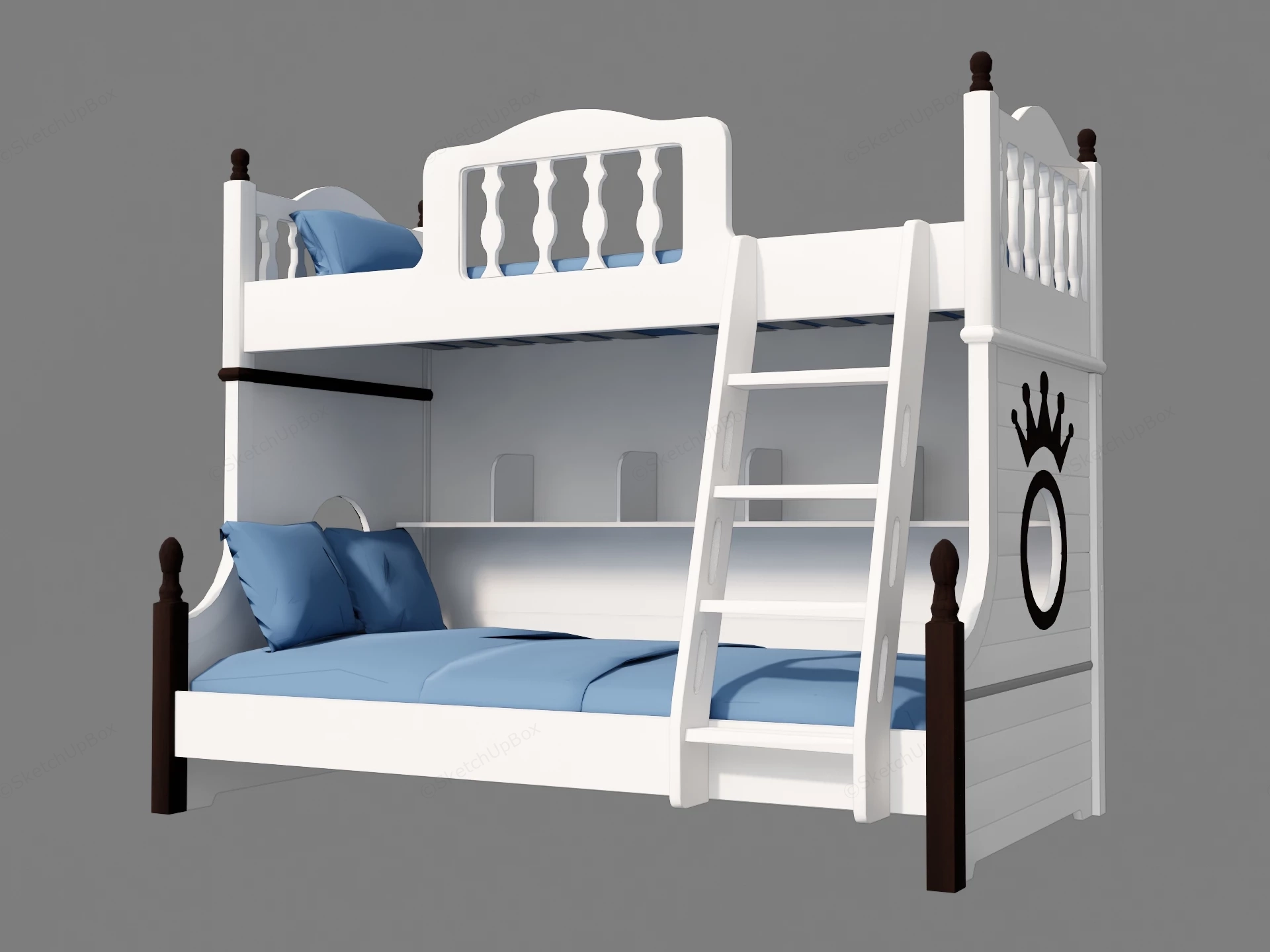 White Wooden Bunk Beds sketchup model preview - SketchupBox