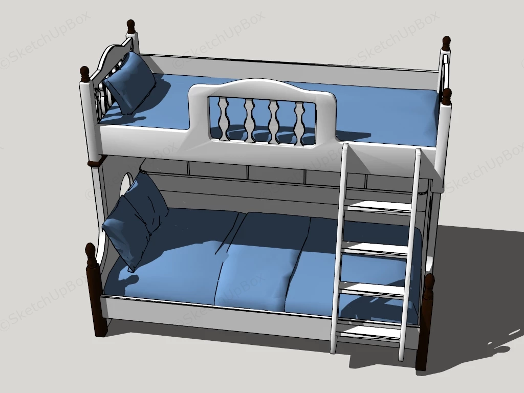 White Wooden Bunk Beds sketchup model preview - SketchupBox