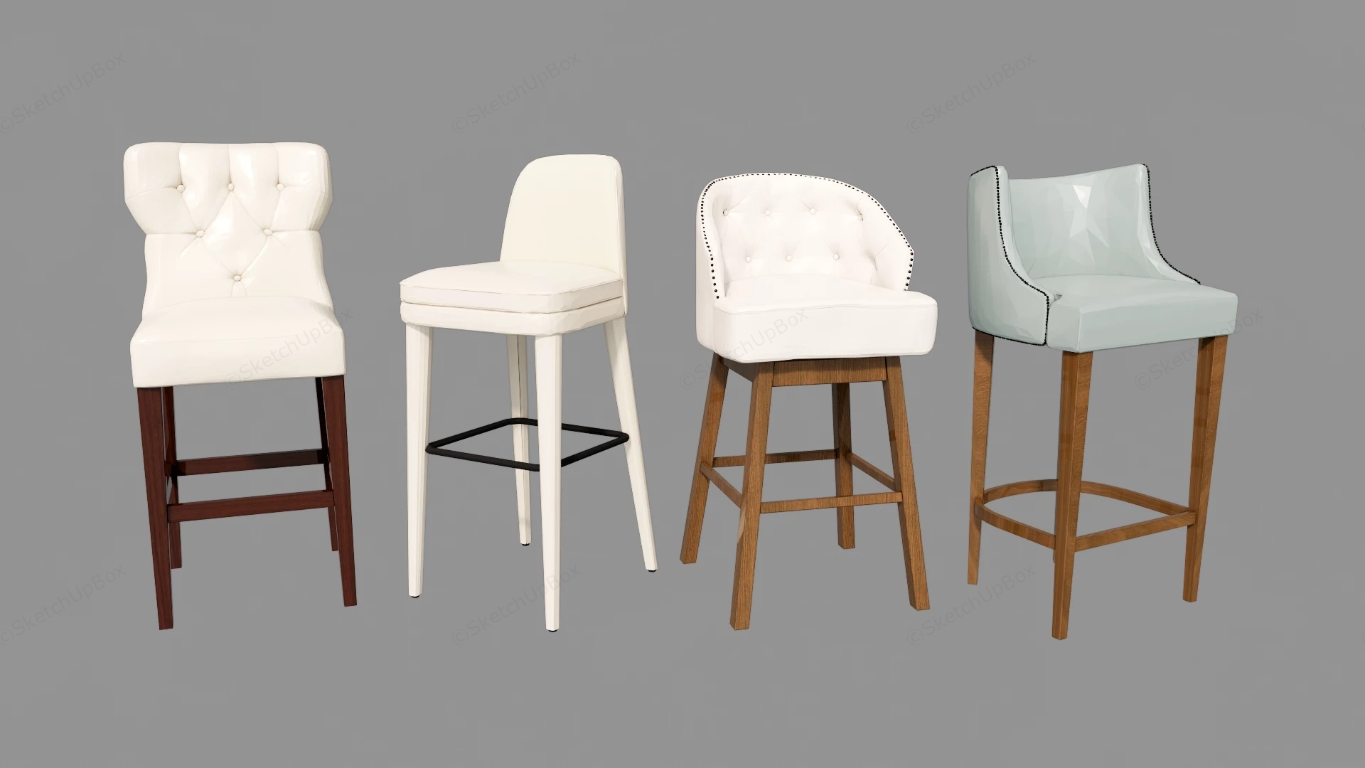 Leather And Wood Bar Stools sketchup model preview - SketchupBox