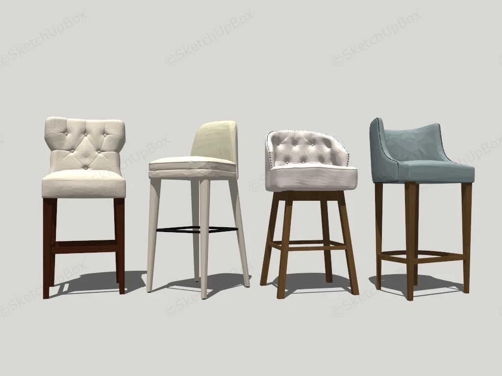 Leather And Wood Bar Stools sketchup model preview - SketchupBox