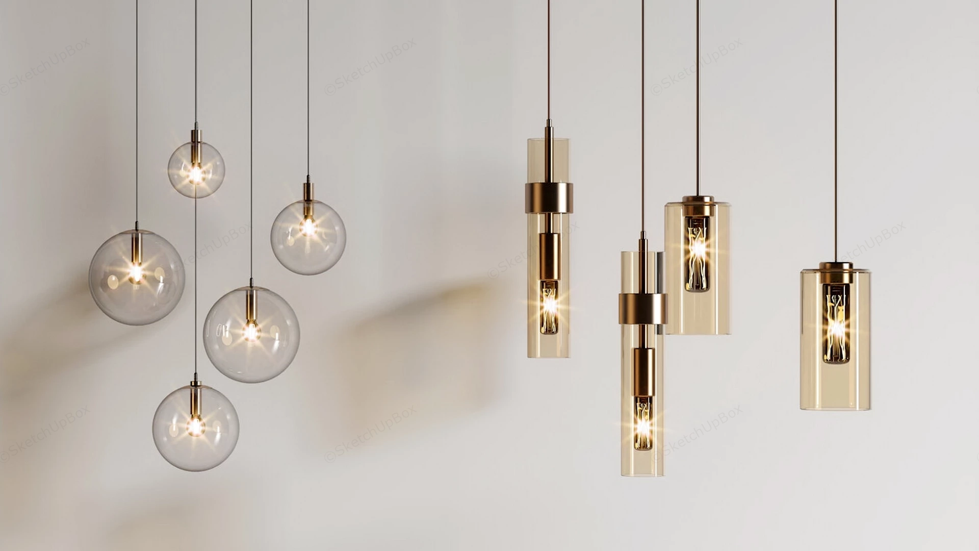 Glass Pendant Light Fixtures sketchup model preview - SketchupBox