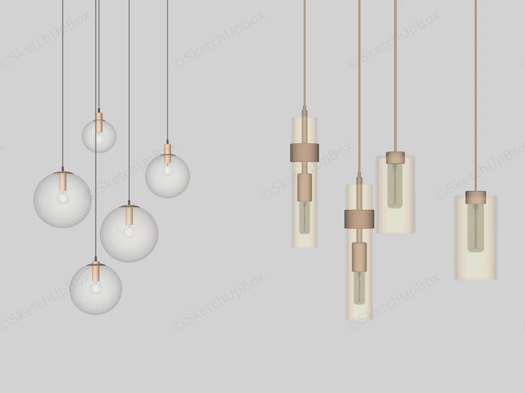 Glass Pendant Light Fixtures sketchup model preview - SketchupBox