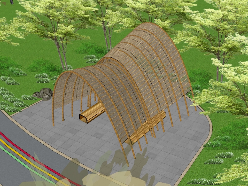 Bamboo Pavilion Structure sketchup model preview - SketchupBox