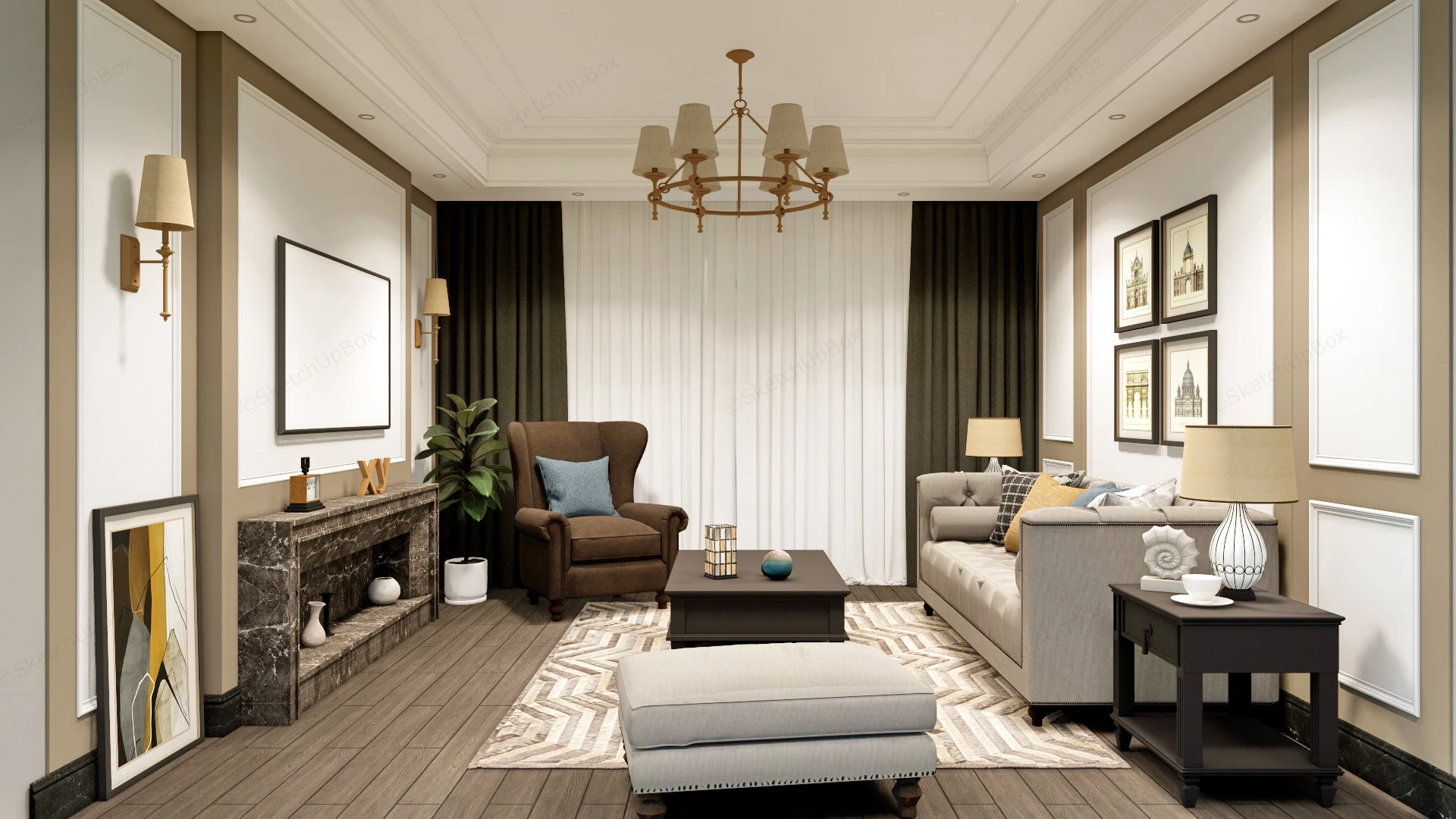 Small Living Room Decoration sketchup model preview - SketchupBox