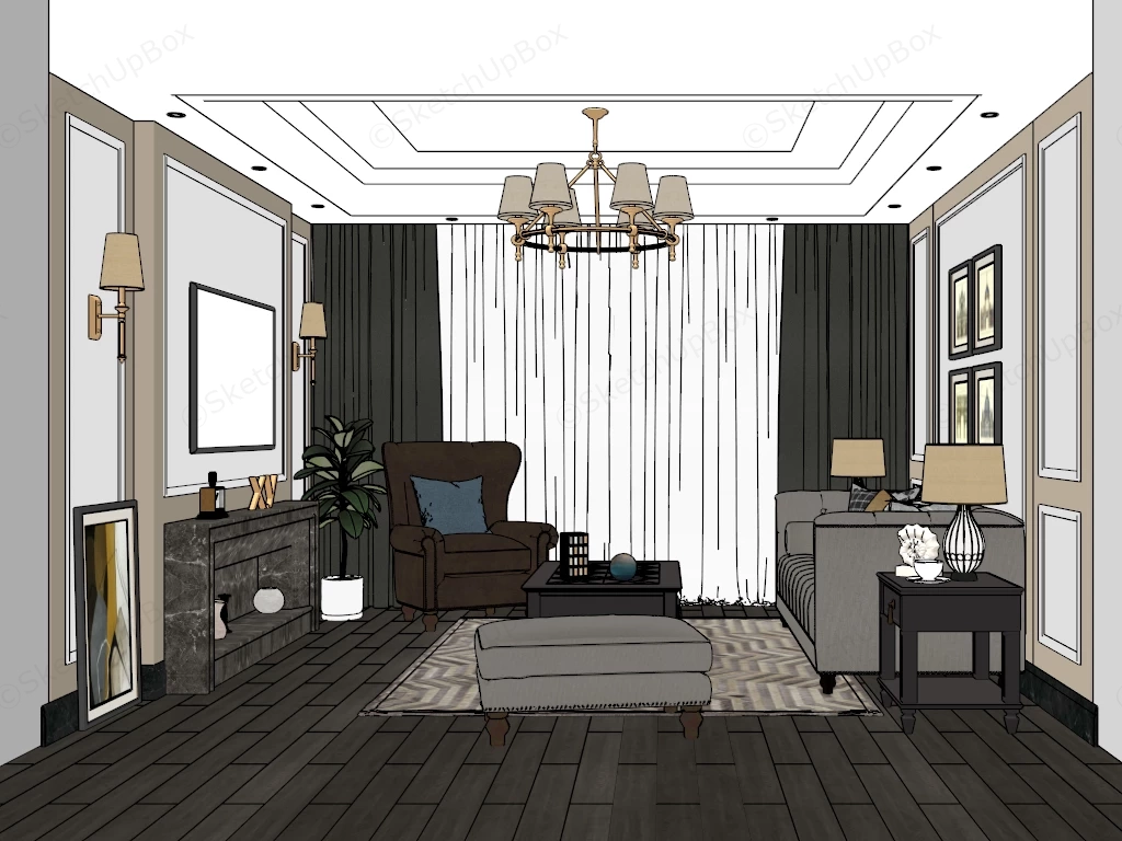 Small Living Room Decoration sketchup model preview - SketchupBox
