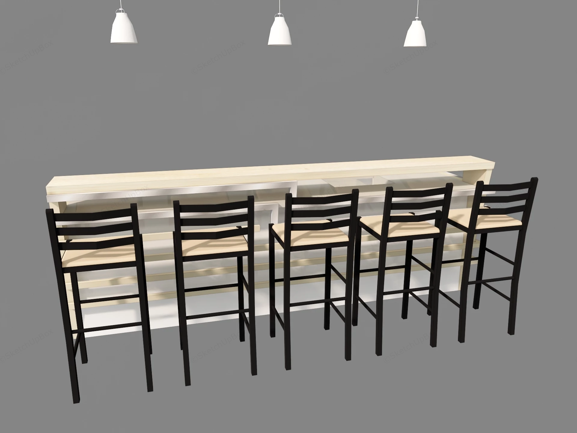 Modern Home Bar Counter sketchup model preview - SketchupBox
