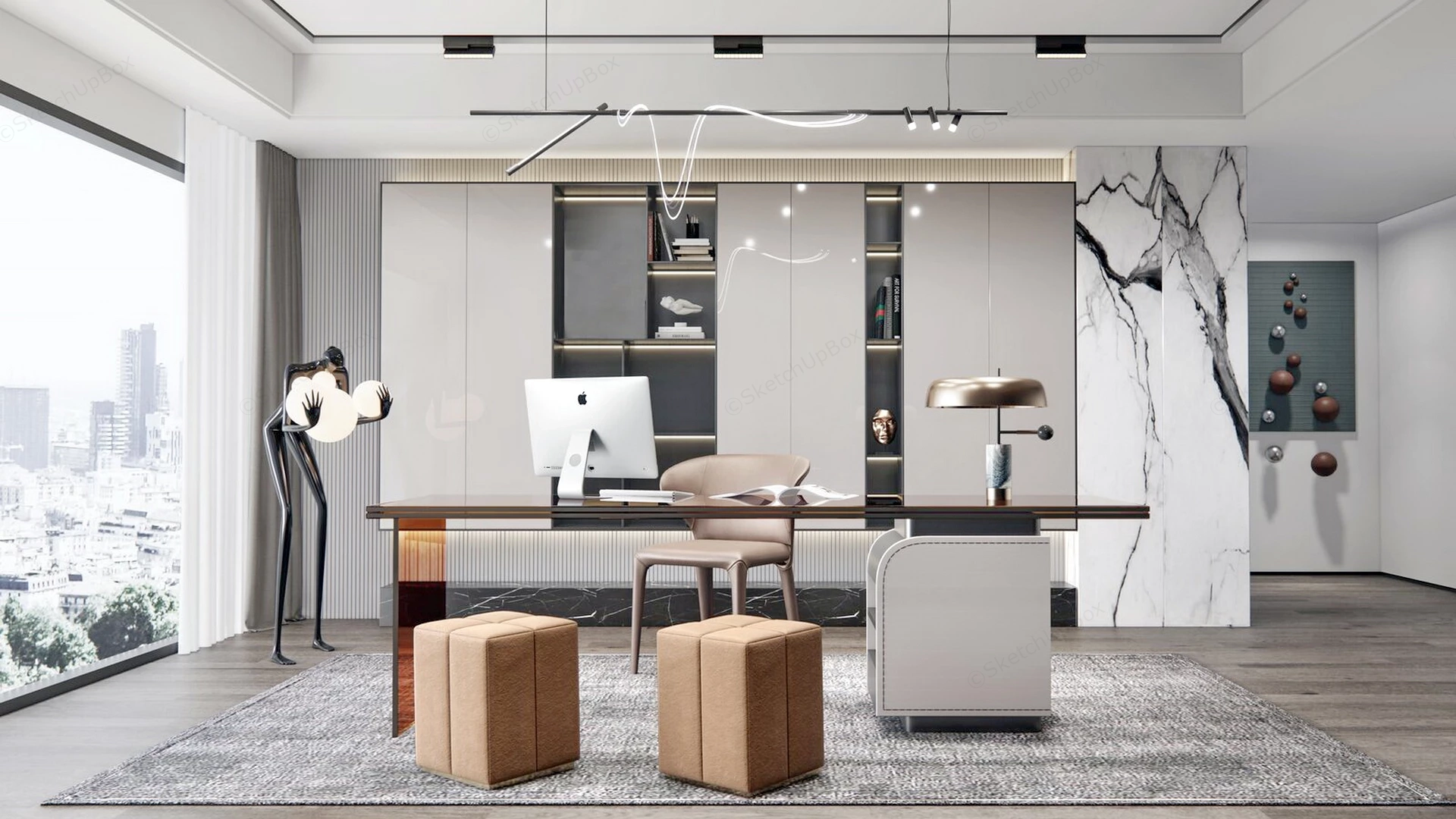 Modern Luxury Home Office sketchup model preview - SketchupBox