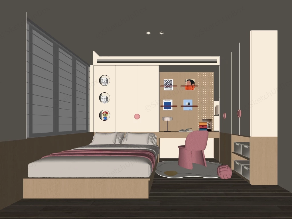 Elegant Teen Girl Room sketchup model preview - SketchupBox