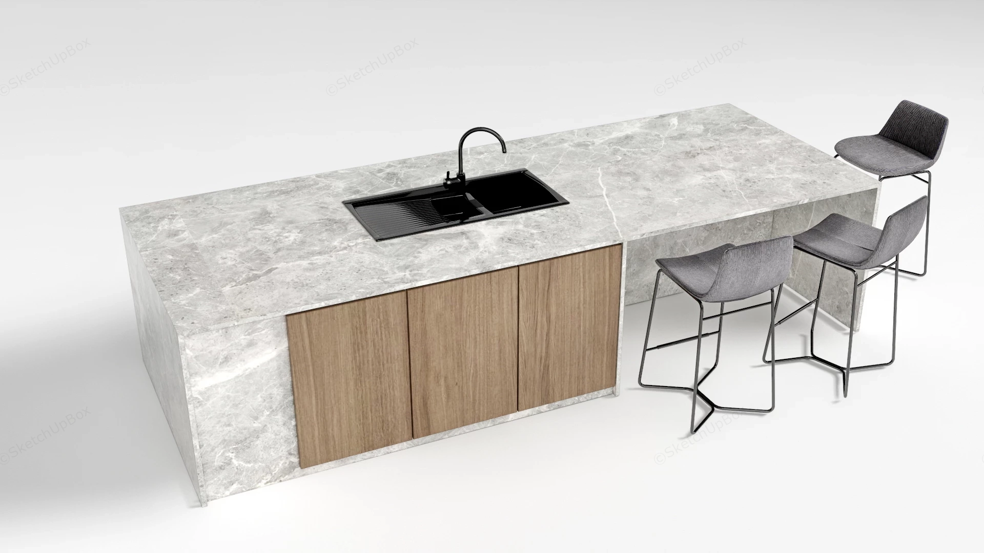 Kitchen Island With Marble Countertop sketchup model preview - SketchupBox