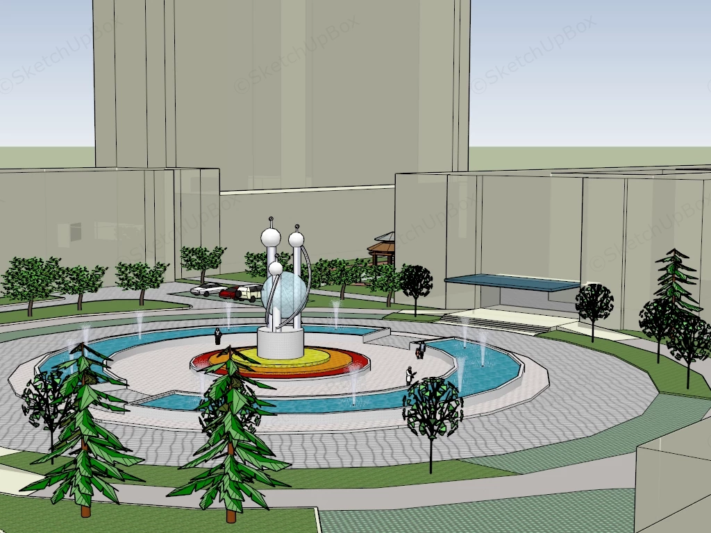 Public Square Fountain sketchup model preview - SketchupBox