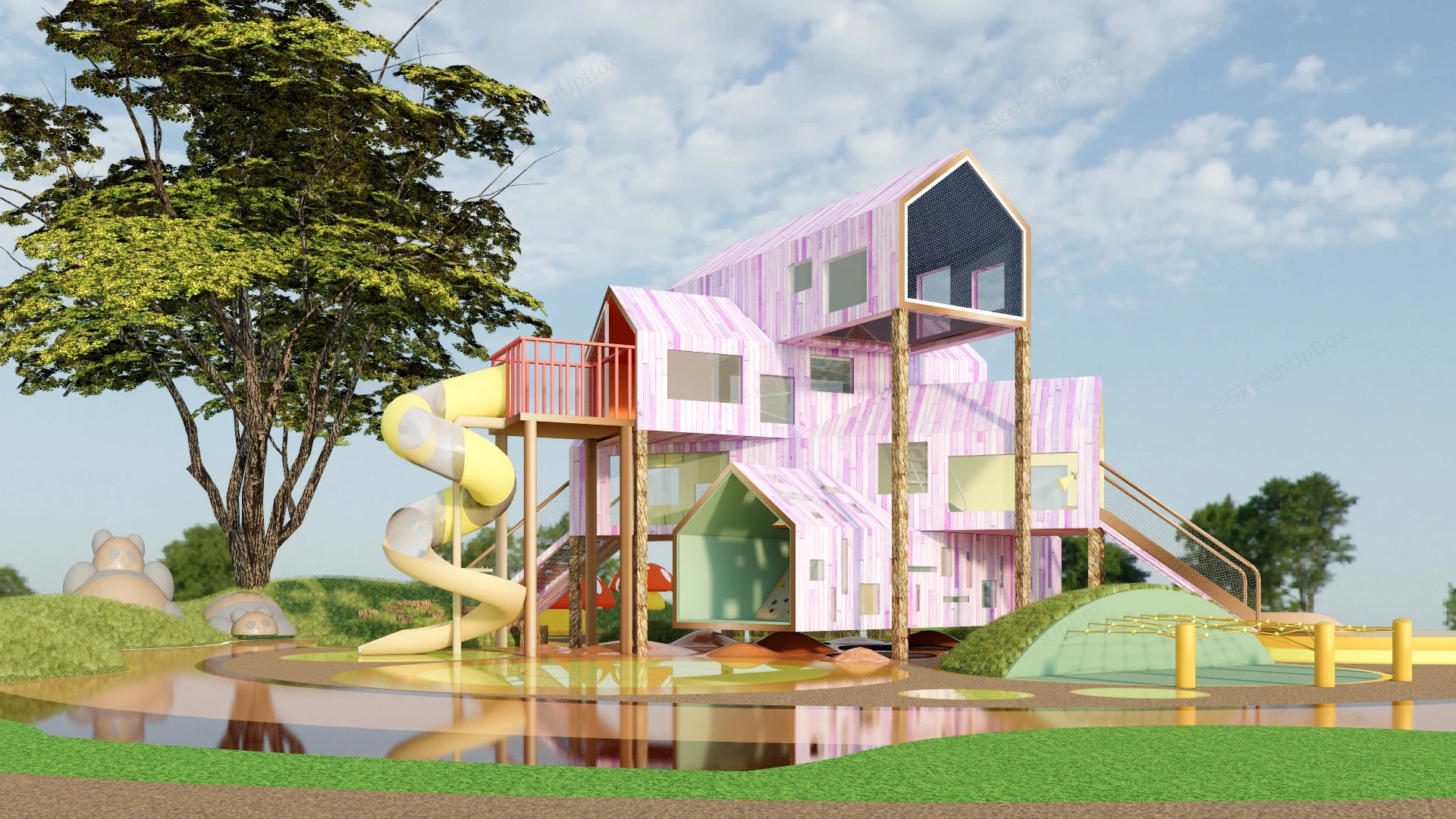 Elevated Adventure Playhouse sketchup model preview - SketchupBox