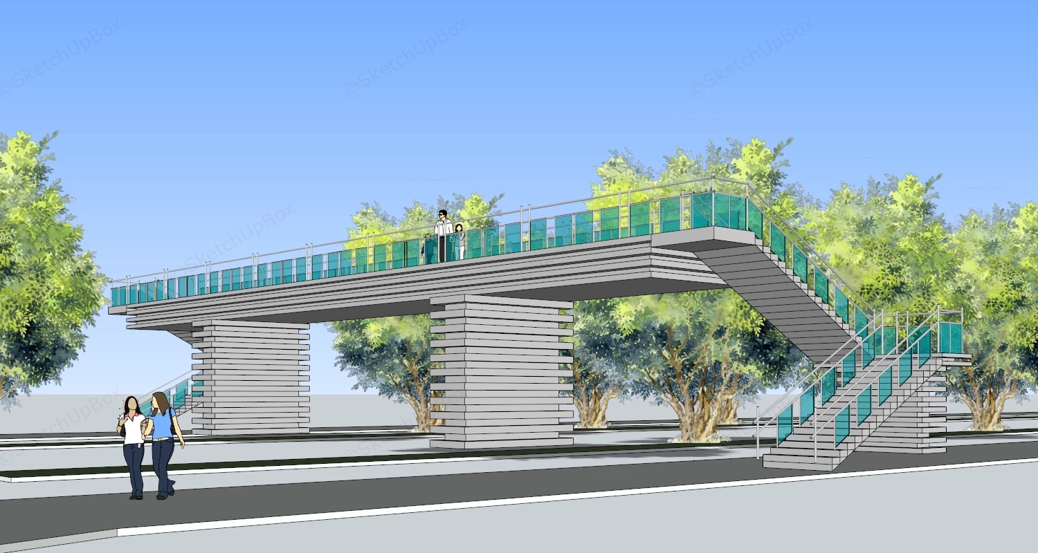 Pedestrian Overpass Bridge sketchup model preview - SketchupBox