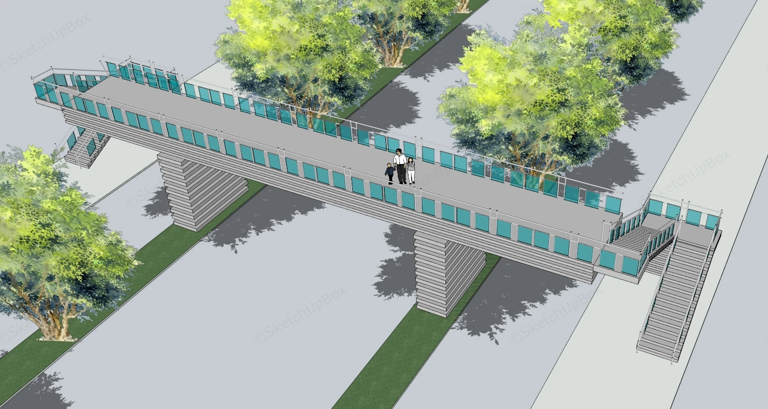 Pedestrian Overpass Bridge sketchup model preview - SketchupBox