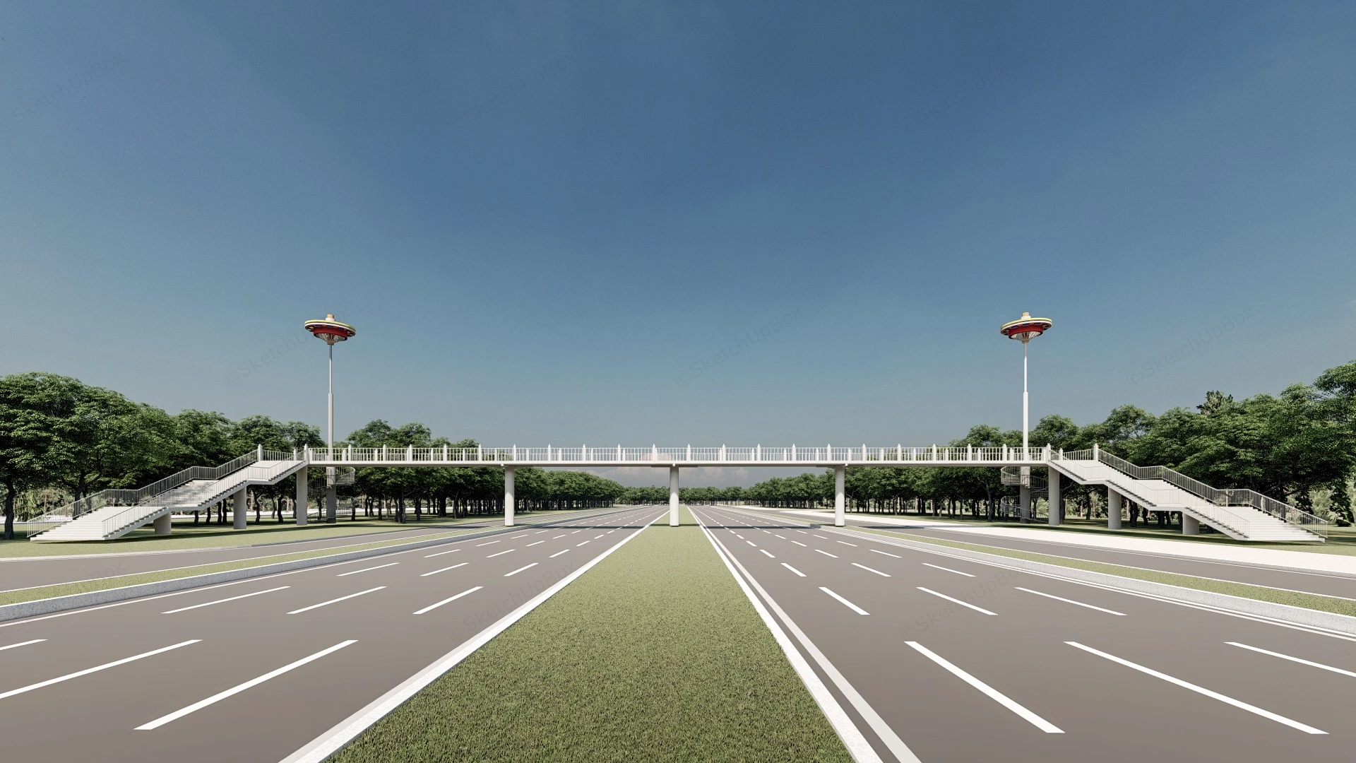 Pedestrian Crossing Bridge sketchup model preview - SketchupBox