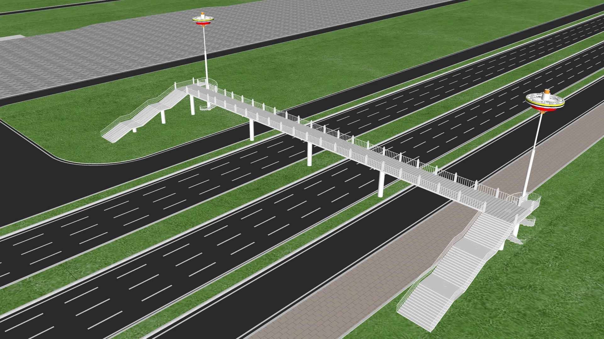 Pedestrian Crossing Bridge sketchup model preview - SketchupBox