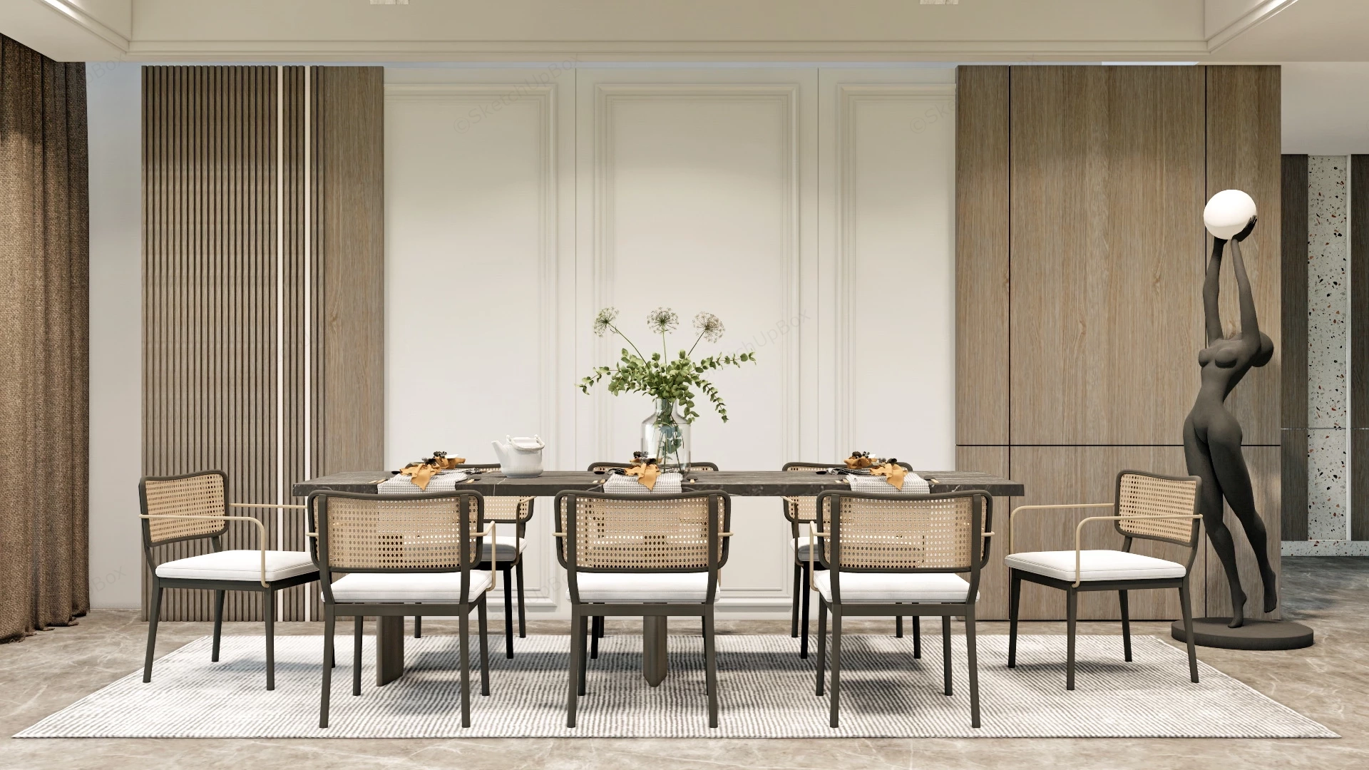 Modern Rustic Dining Room Ideas sketchup model preview - SketchupBox