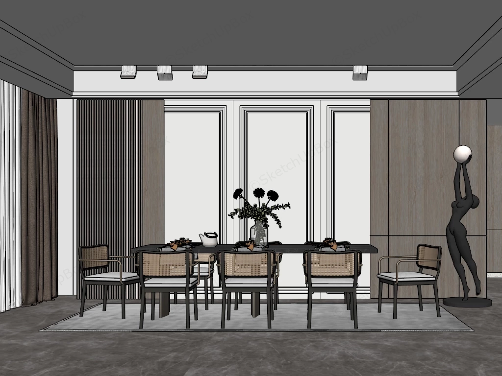 Modern Rustic Dining Room Ideas sketchup model preview - SketchupBox