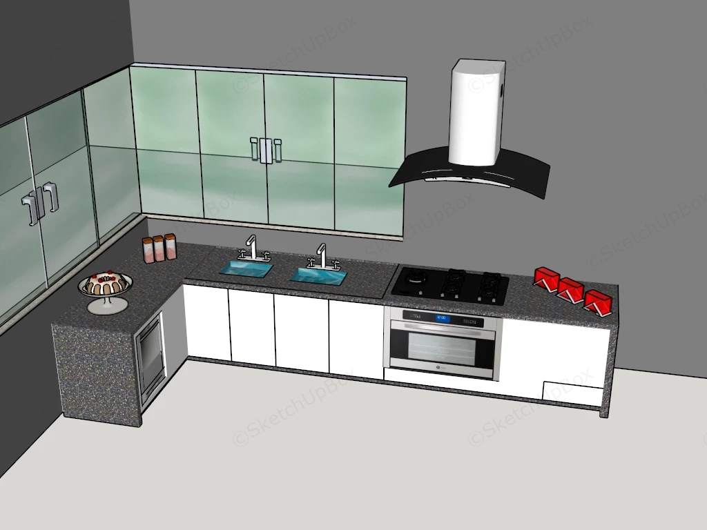 L Shaped Kitchen Cabinet Design sketchup model preview - SketchupBox