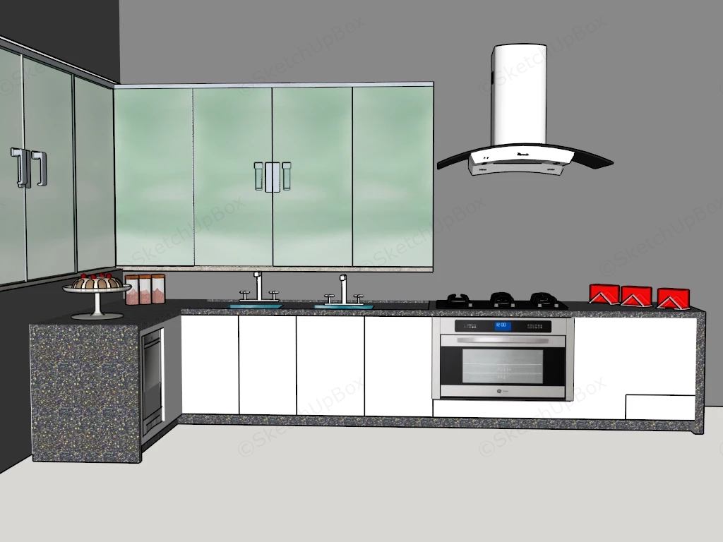 L Shaped Kitchen Cabinet Design sketchup model preview - SketchupBox
