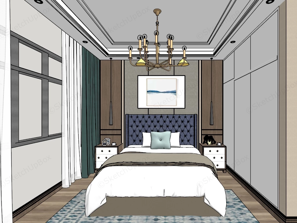 Small Adult Bedroom sketchup model preview - SketchupBox