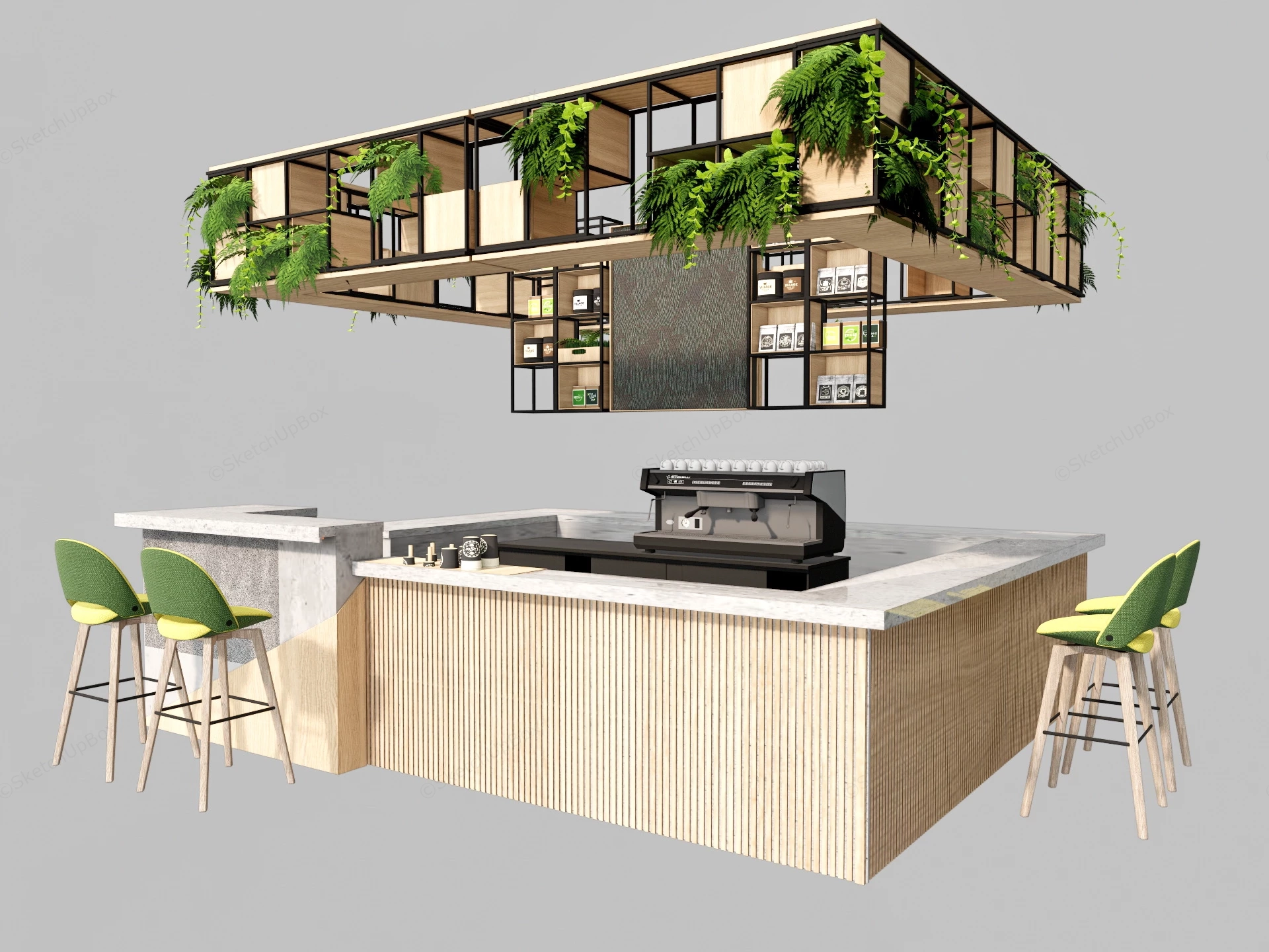 Coffee Shop Counter Design sketchup model preview - SketchupBox
