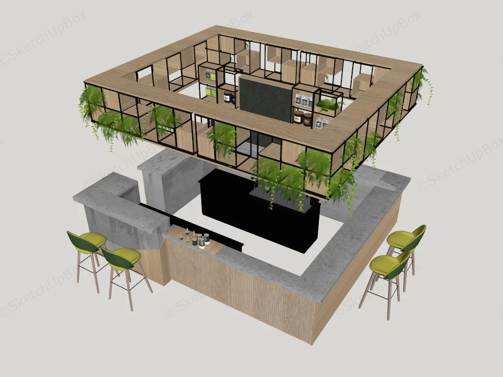 Coffee Shop Counter Design sketchup model preview - SketchupBox