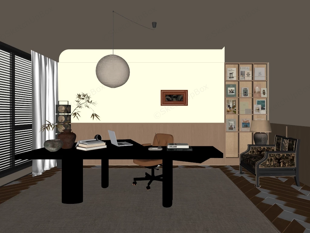 Mid Century Modern Home Office sketchup model preview - SketchupBox