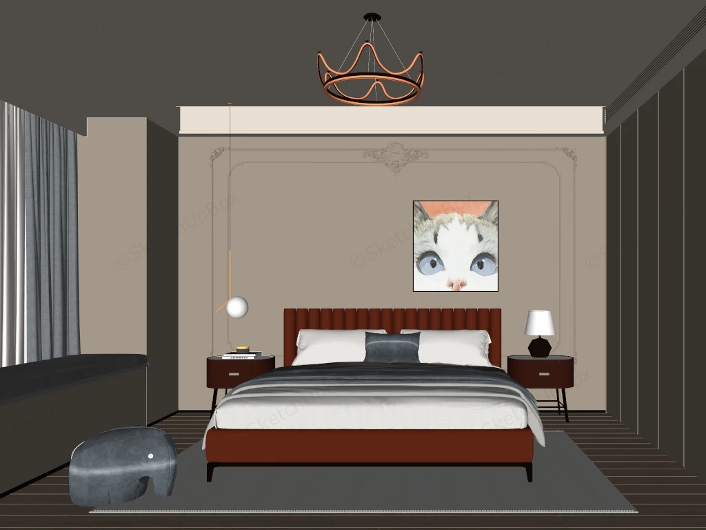 Elegant Teen Girl Bedroom sketchup model preview - SketchupBox