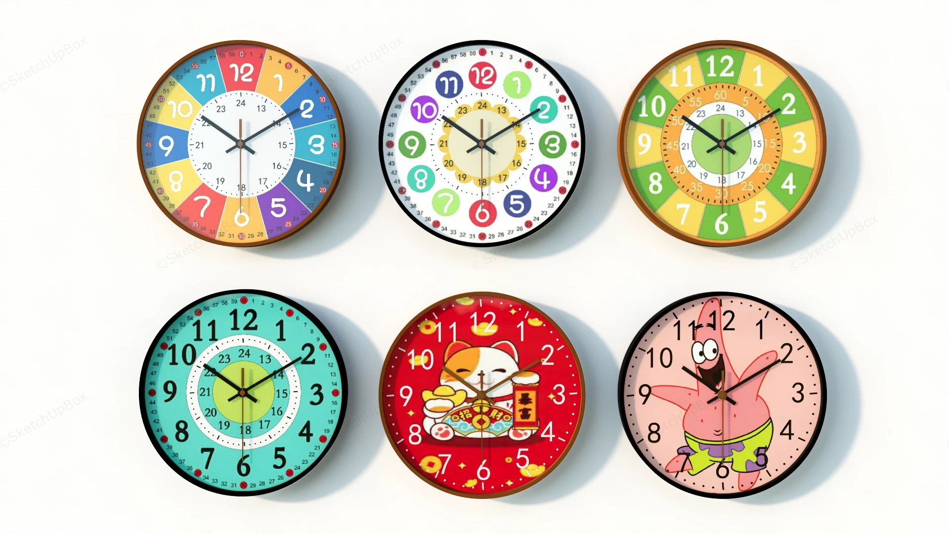 Cute Cartoon Wall Clocks sketchup model preview - SketchupBox