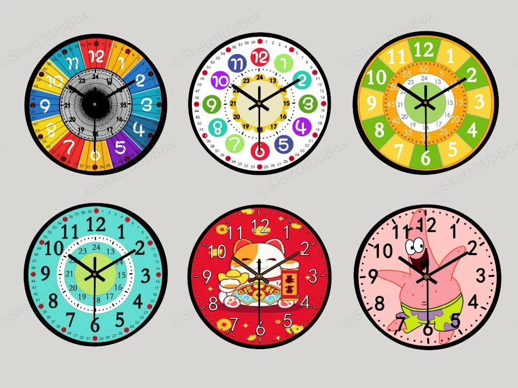 Cute Cartoon Wall Clocks sketchup model preview - SketchupBox