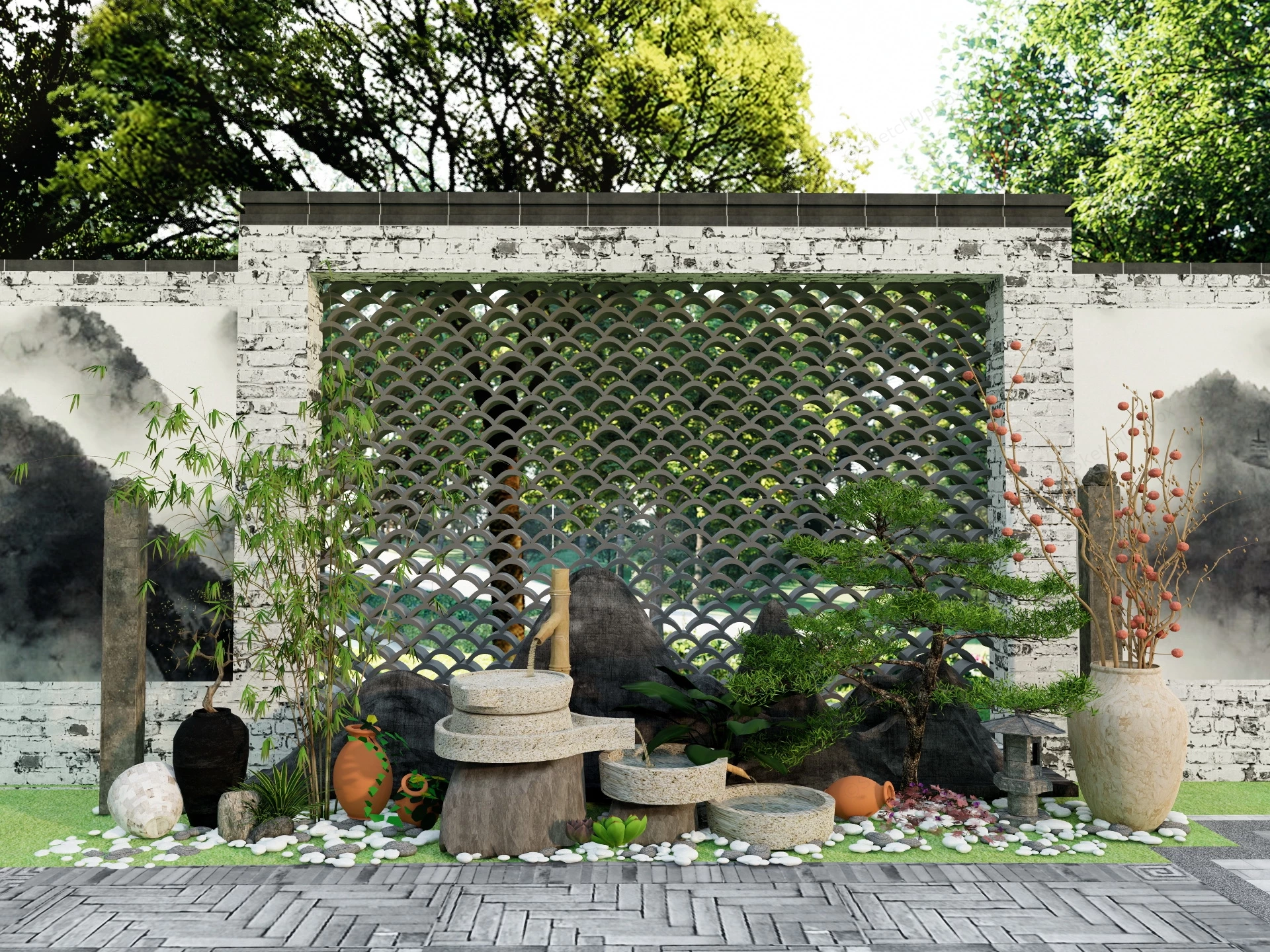 Zen Garden Wall Ideas sketchup model preview - SketchupBox
