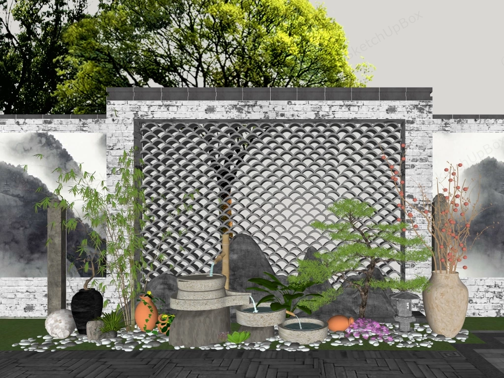 Zen Garden Wall Ideas sketchup model preview - SketchupBox