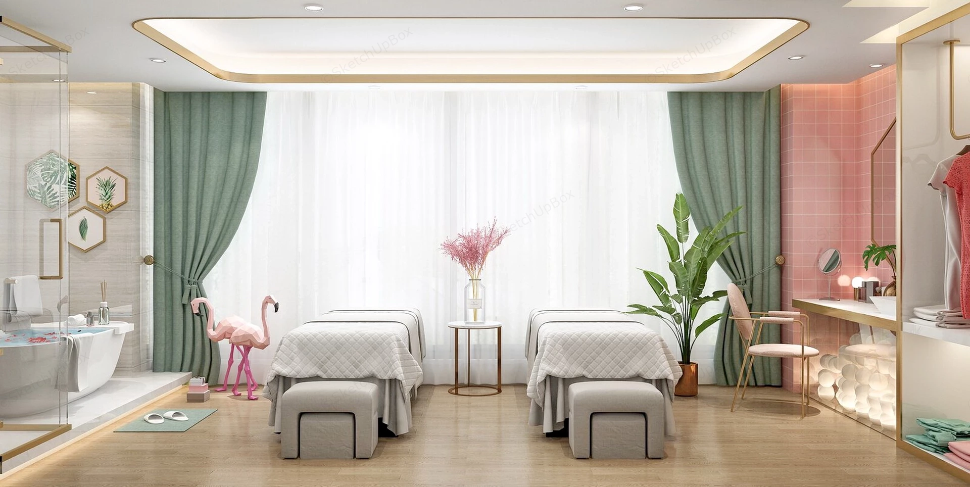 Luxury Spa Treatment Room sketchup model preview - SketchupBox