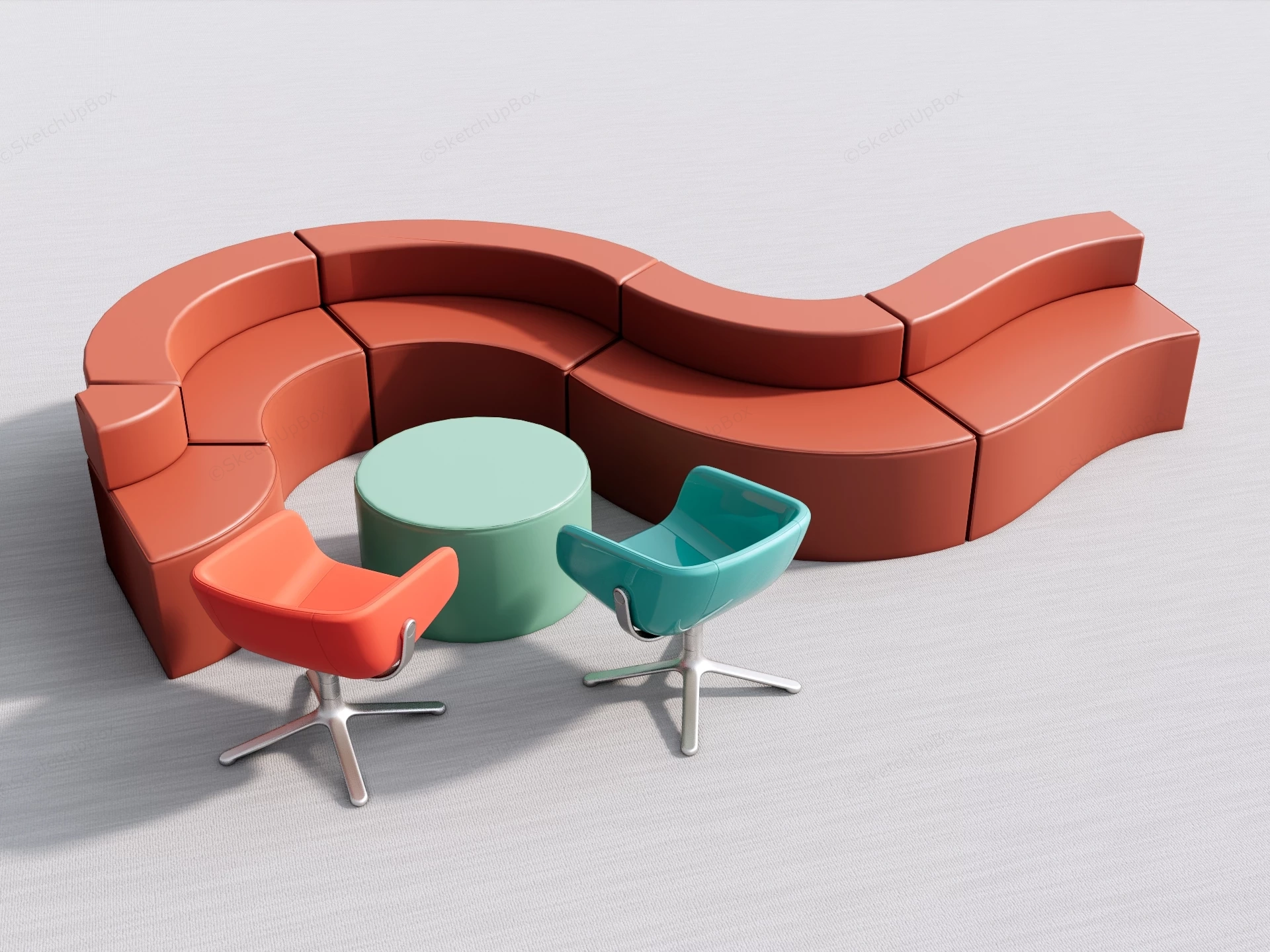 Curved Sofa For Office Lobby & Reception sketchup model preview - SketchupBox