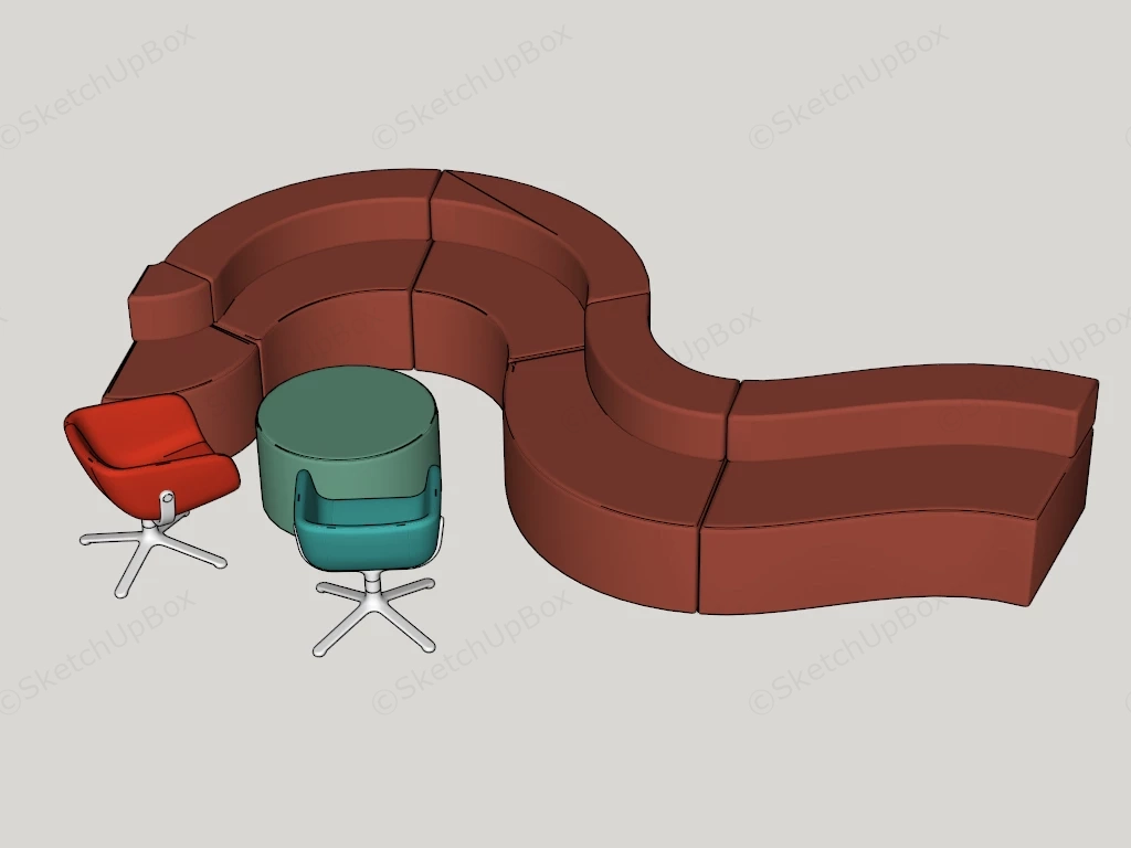 Curved Sofa For Office Lobby & Reception sketchup model preview - SketchupBox