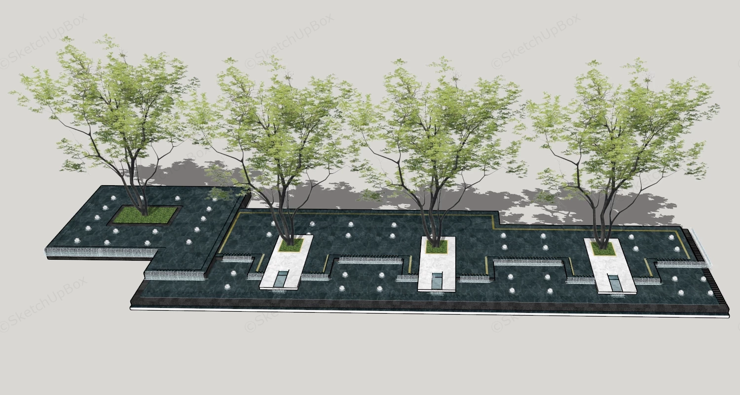 Large Urban Plaza Water Feature sketchup model preview - SketchupBox