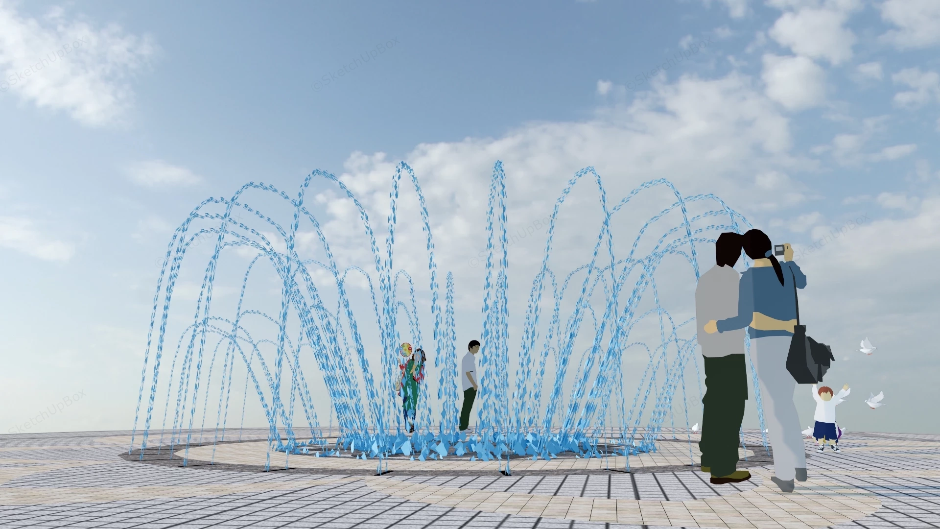 Dry Deck Fountain sketchup model preview - SketchupBox