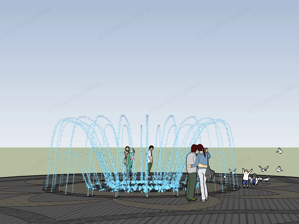 Dry Deck Fountain sketchup model preview - SketchupBox