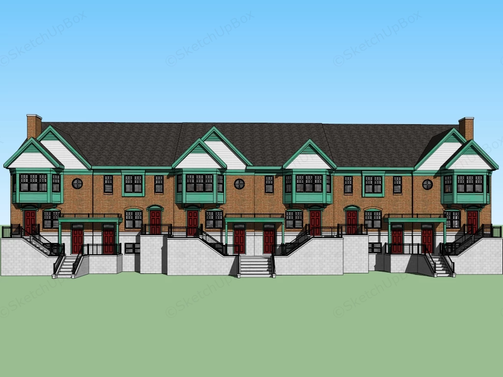 Vintage Townhouse sketchup model preview - SketchupBox