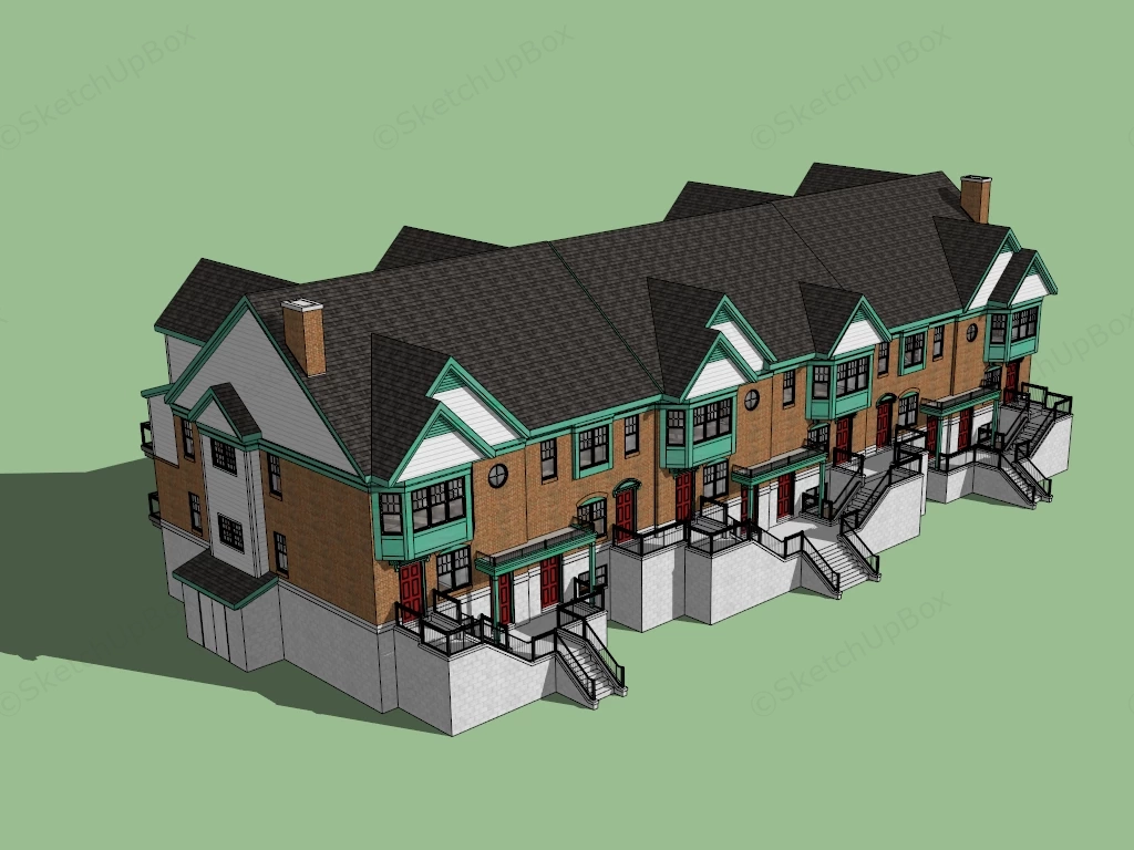 Vintage Townhouse sketchup model preview - SketchupBox