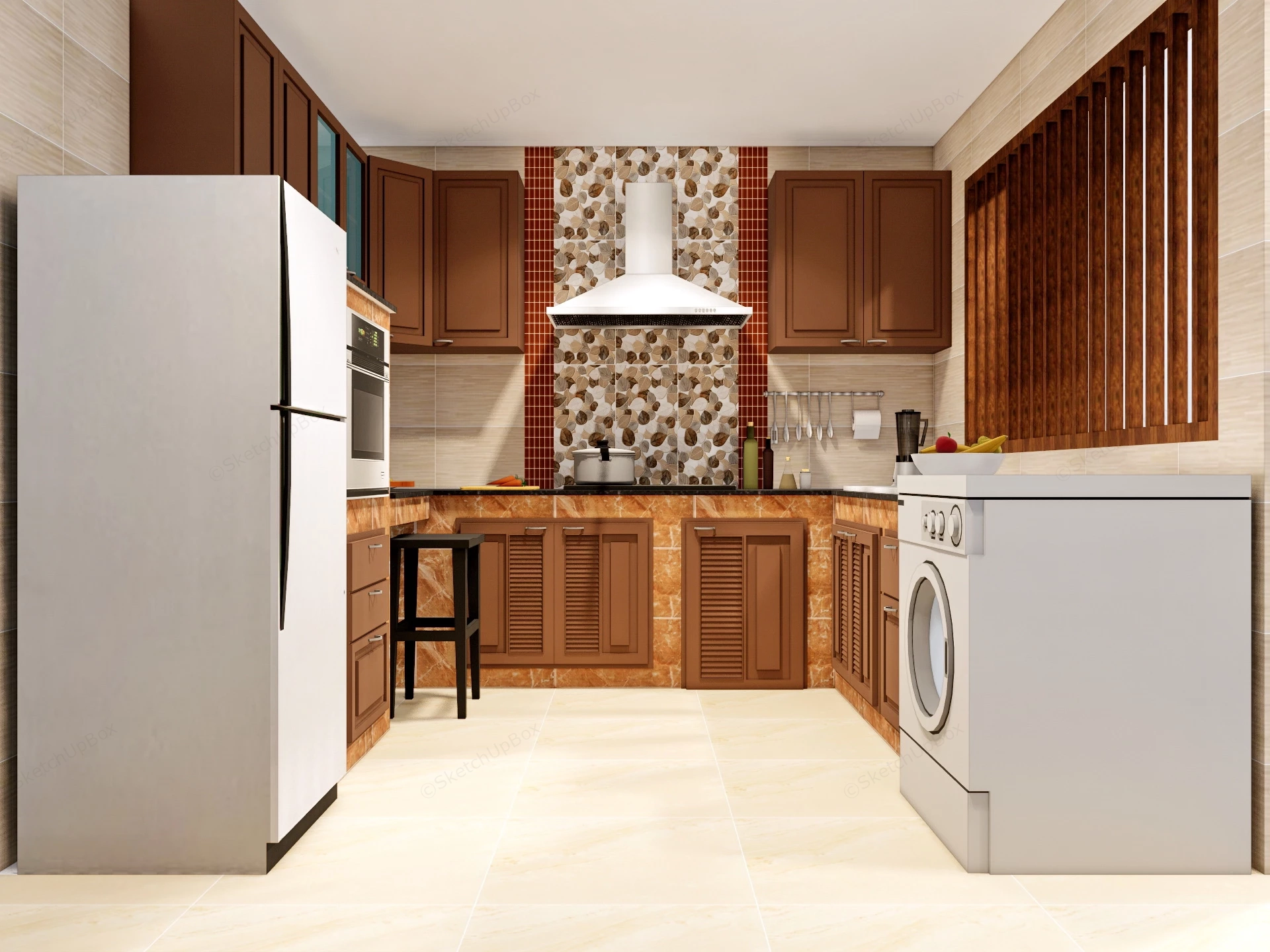 Small U Kitchen With Washer sketchup model preview - SketchupBox