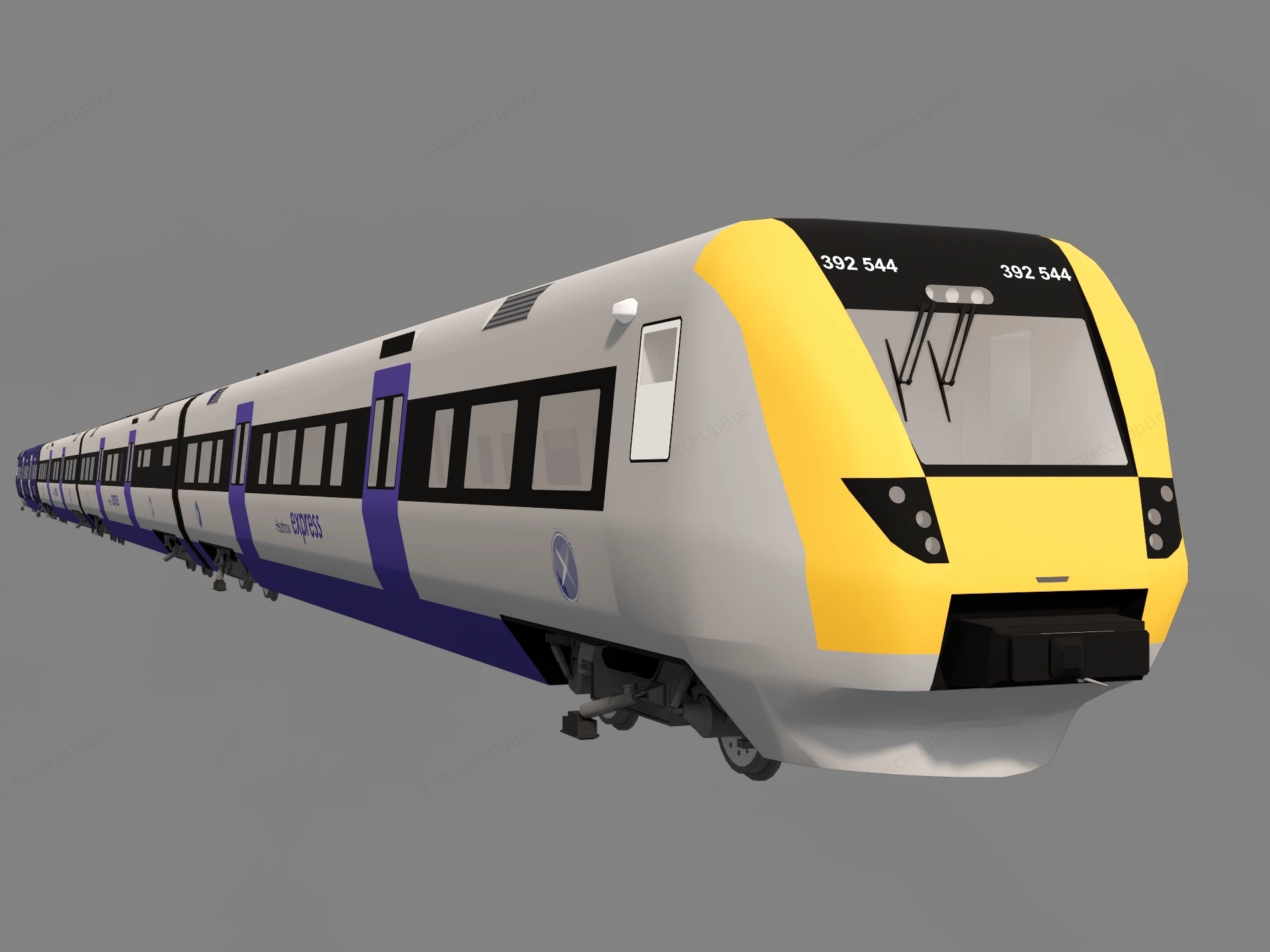 Heathrow Express Train sketchup model preview - SketchupBox