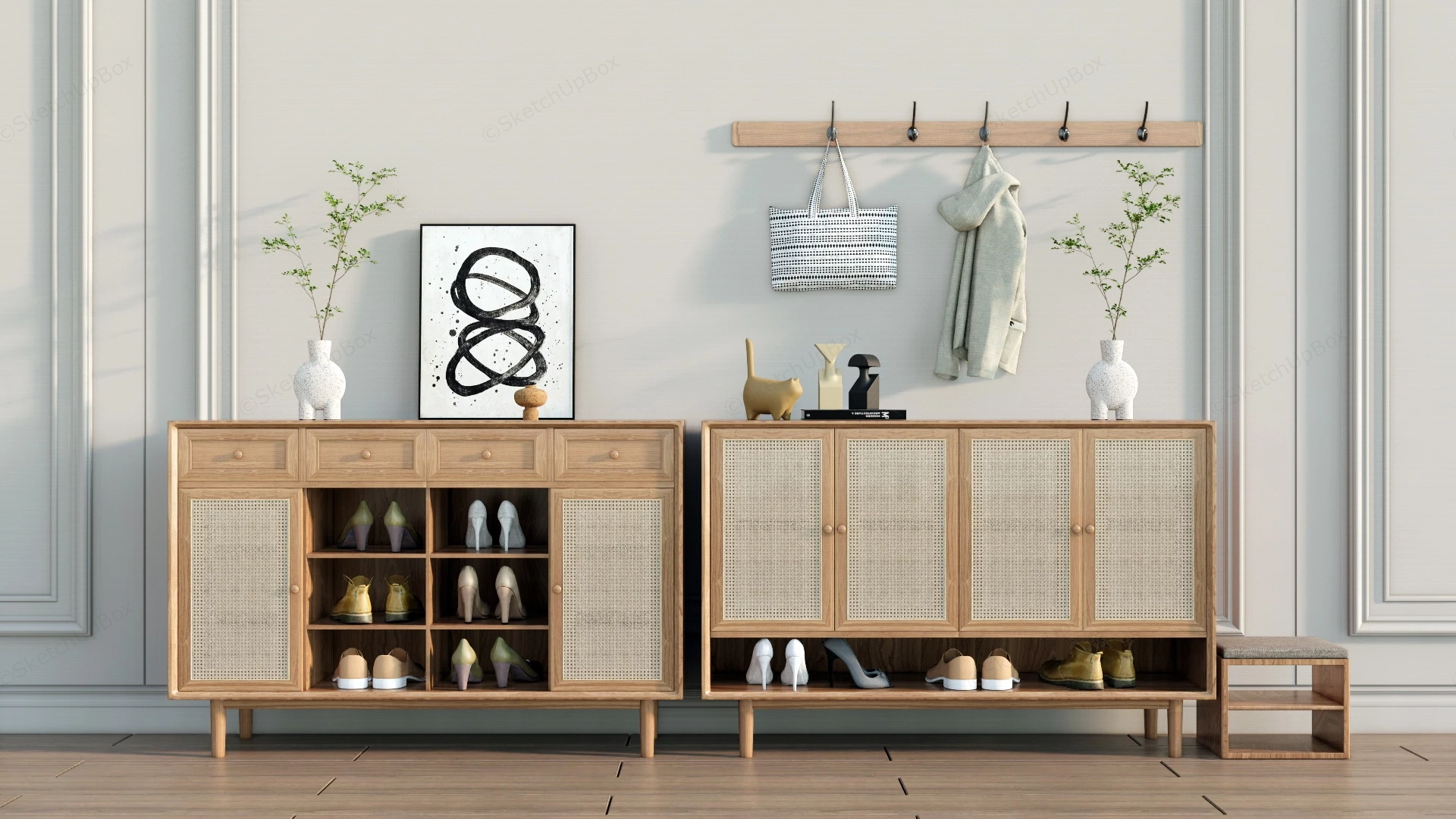 Nordic Rattan Shoe Cabinets sketchup model preview - SketchupBox