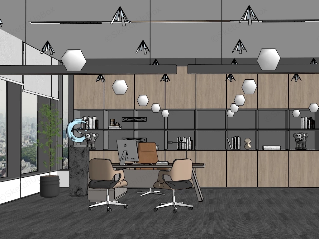 Modern Executive Office Decor sketchup model preview - SketchupBox