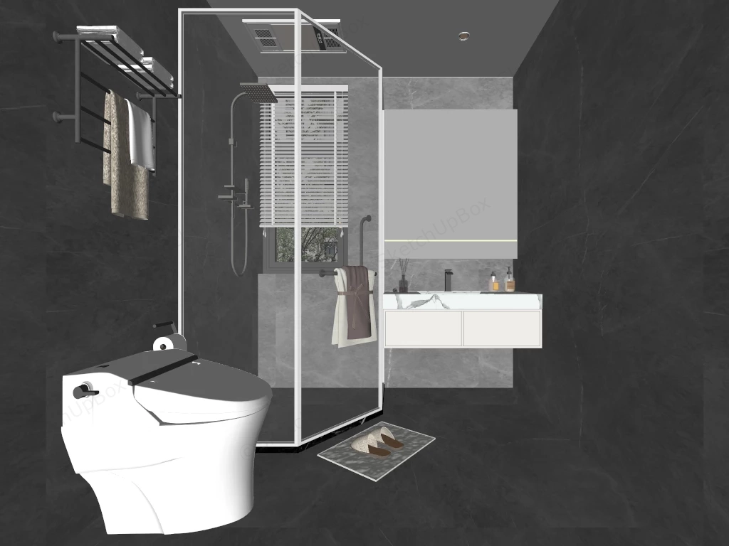 Small Bathroom Design With Shower sketchup model preview - SketchupBox