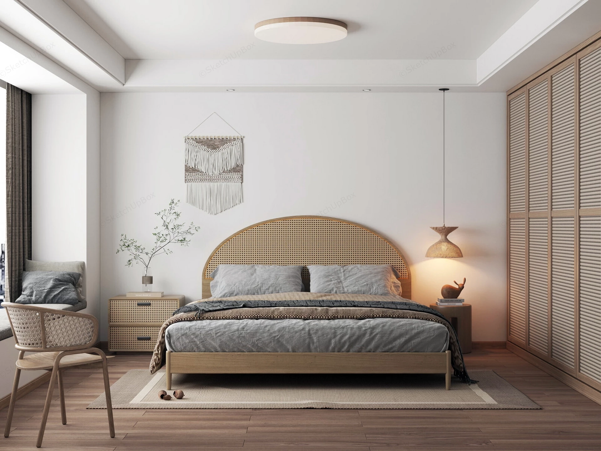 Modern Japanese Style Bedroom sketchup model preview - SketchupBox