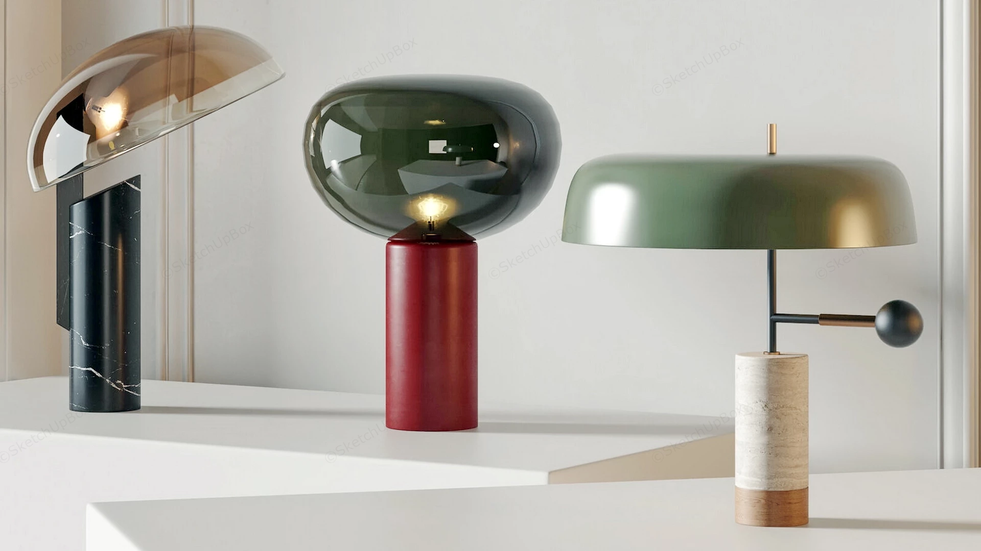 Elegant Design Marble Table Lamps sketchup model preview - SketchupBox