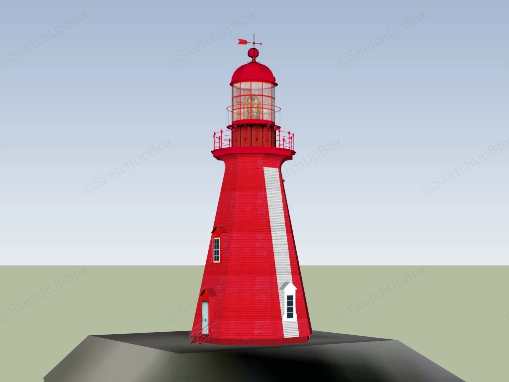 Red Lighthouse sketchup model preview - SketchupBox