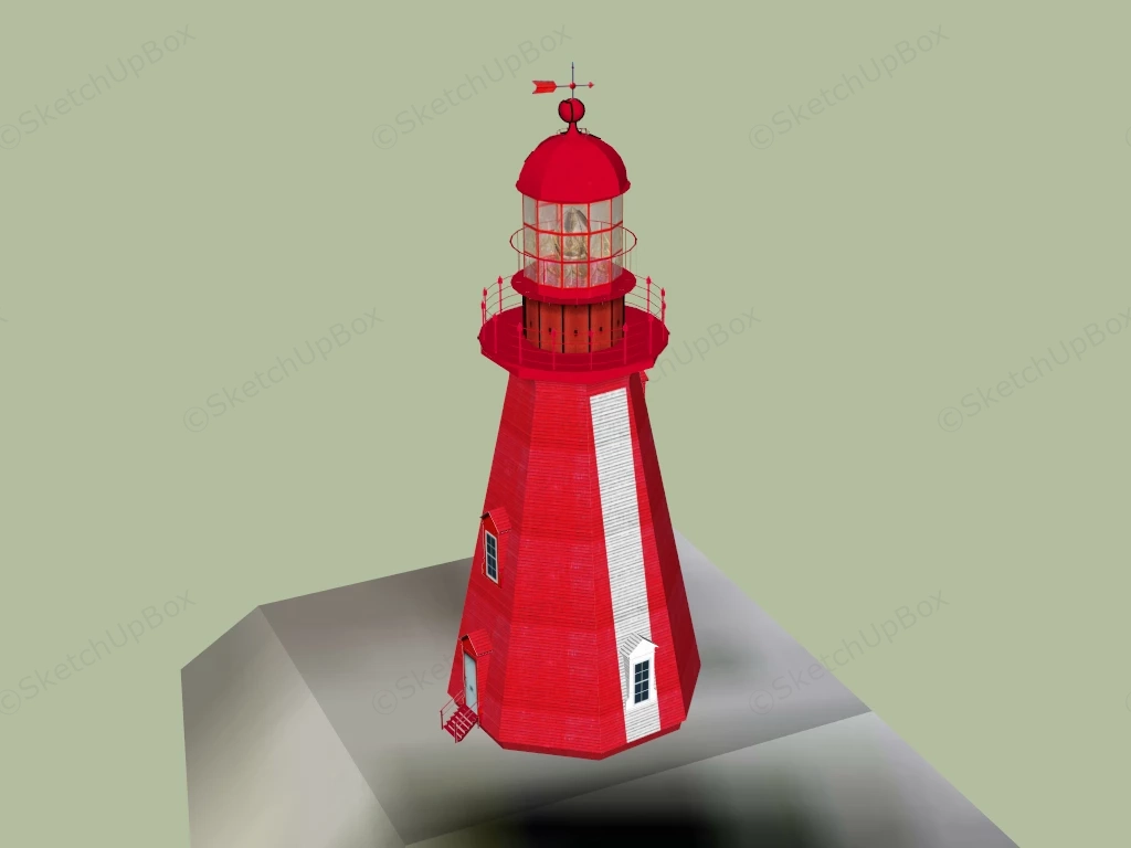 Red Lighthouse sketchup model preview - SketchupBox