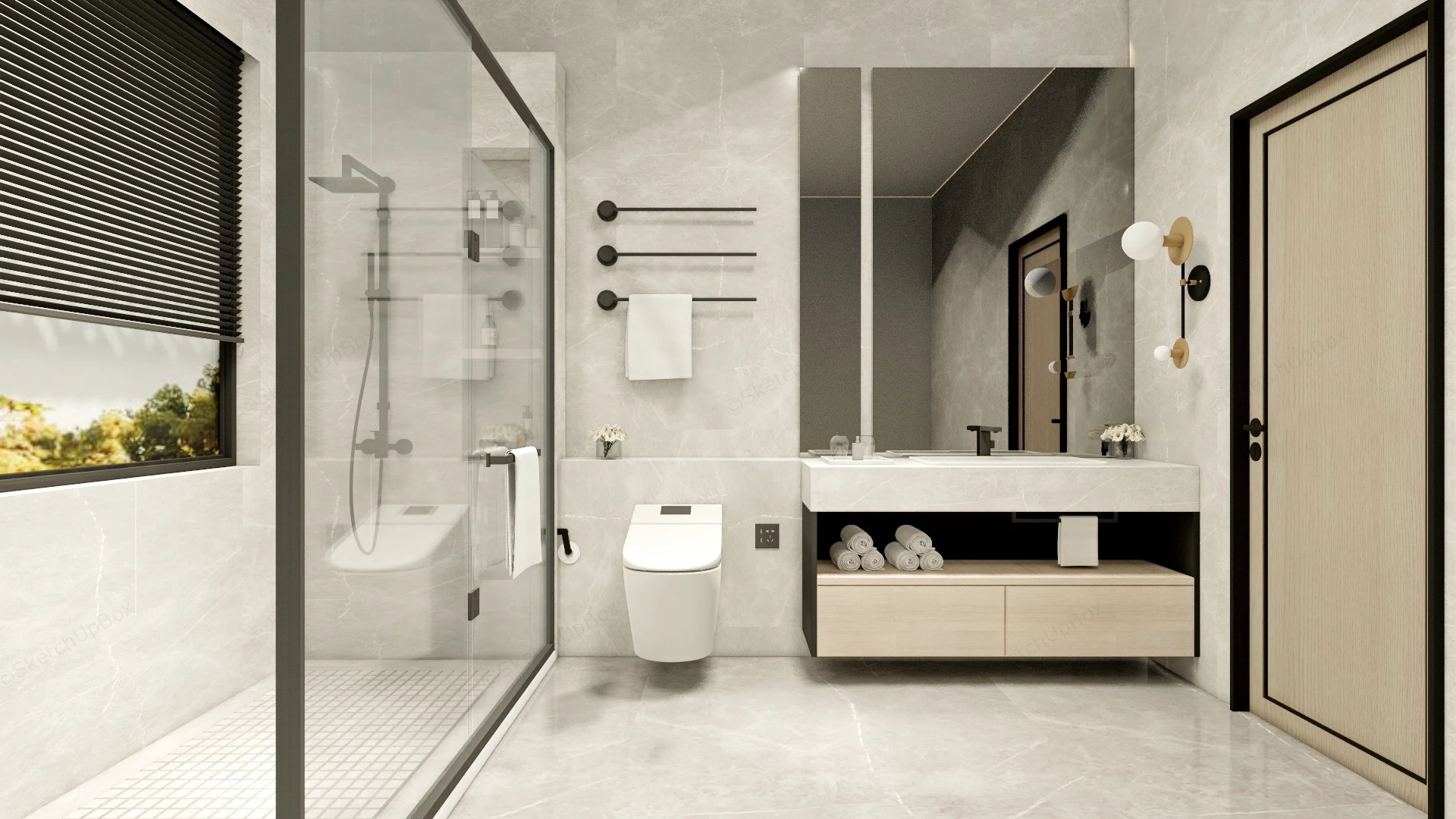 Small Bathroom With Shower Design sketchup model preview - SketchupBox